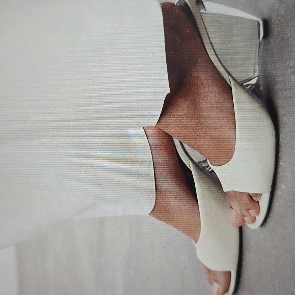 Zara Cream Open-Toe Heels with Clear Lucite Wedge size 37